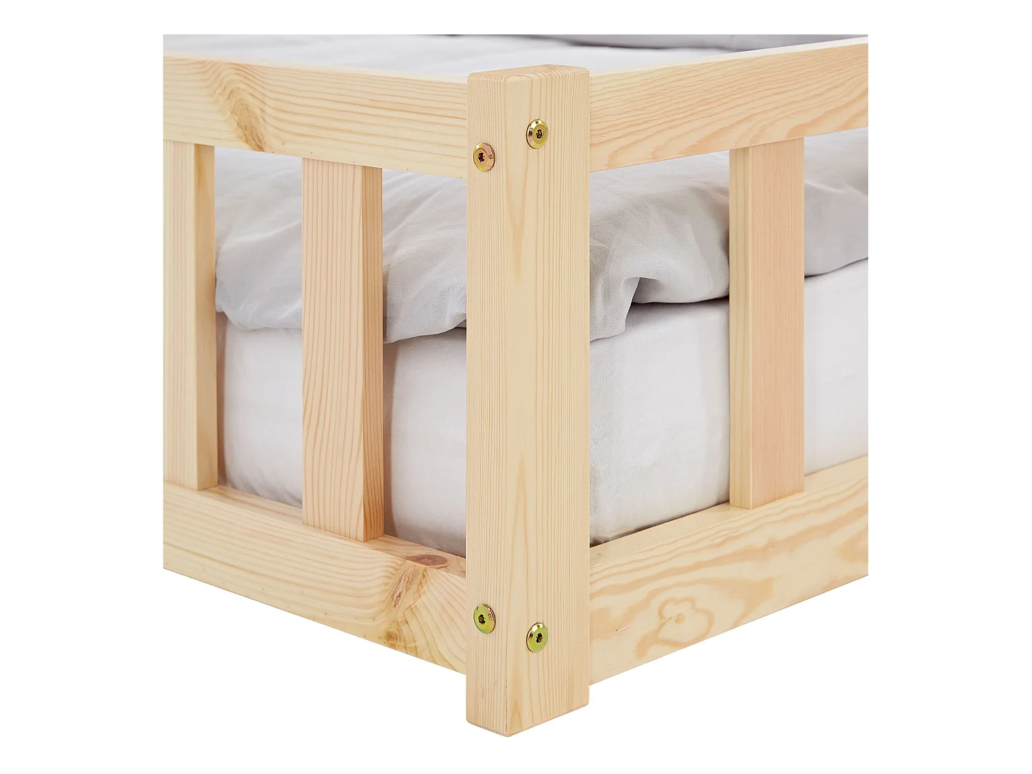 Kinderbett 120x200 cm Natur Montessori Bett mit Schutzgittern