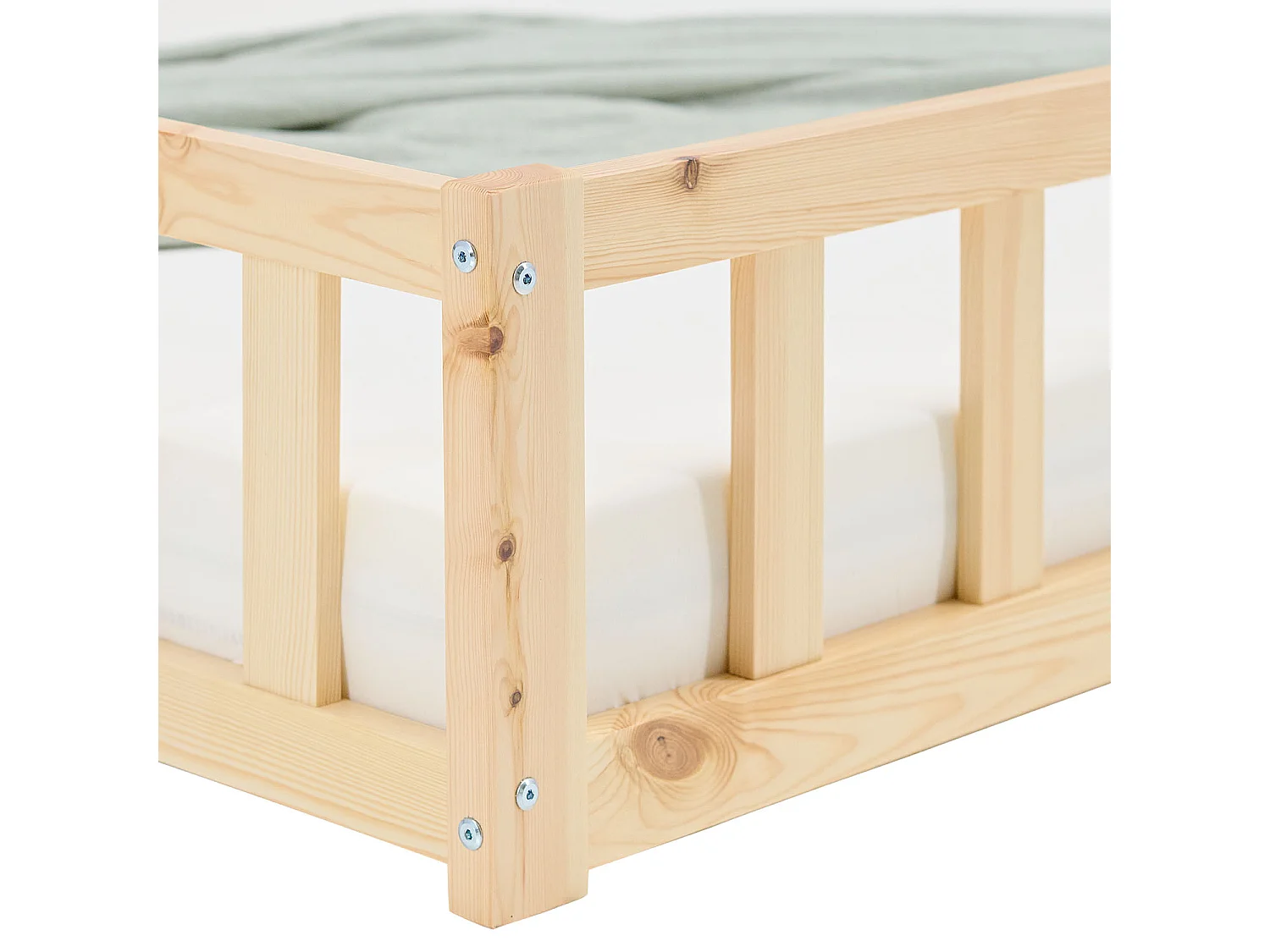 Cama Infantil 120x200 cm Cama Montessori Natural com Barreiras
