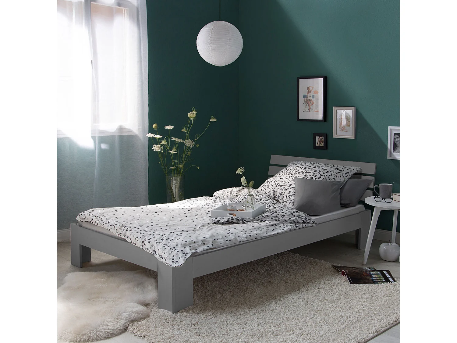 Cama individual 90x200 cm Gris