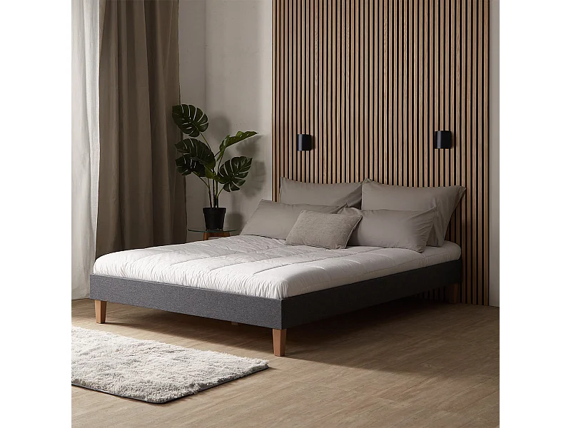 Gestoffeerd bed 140x200 cm grijs