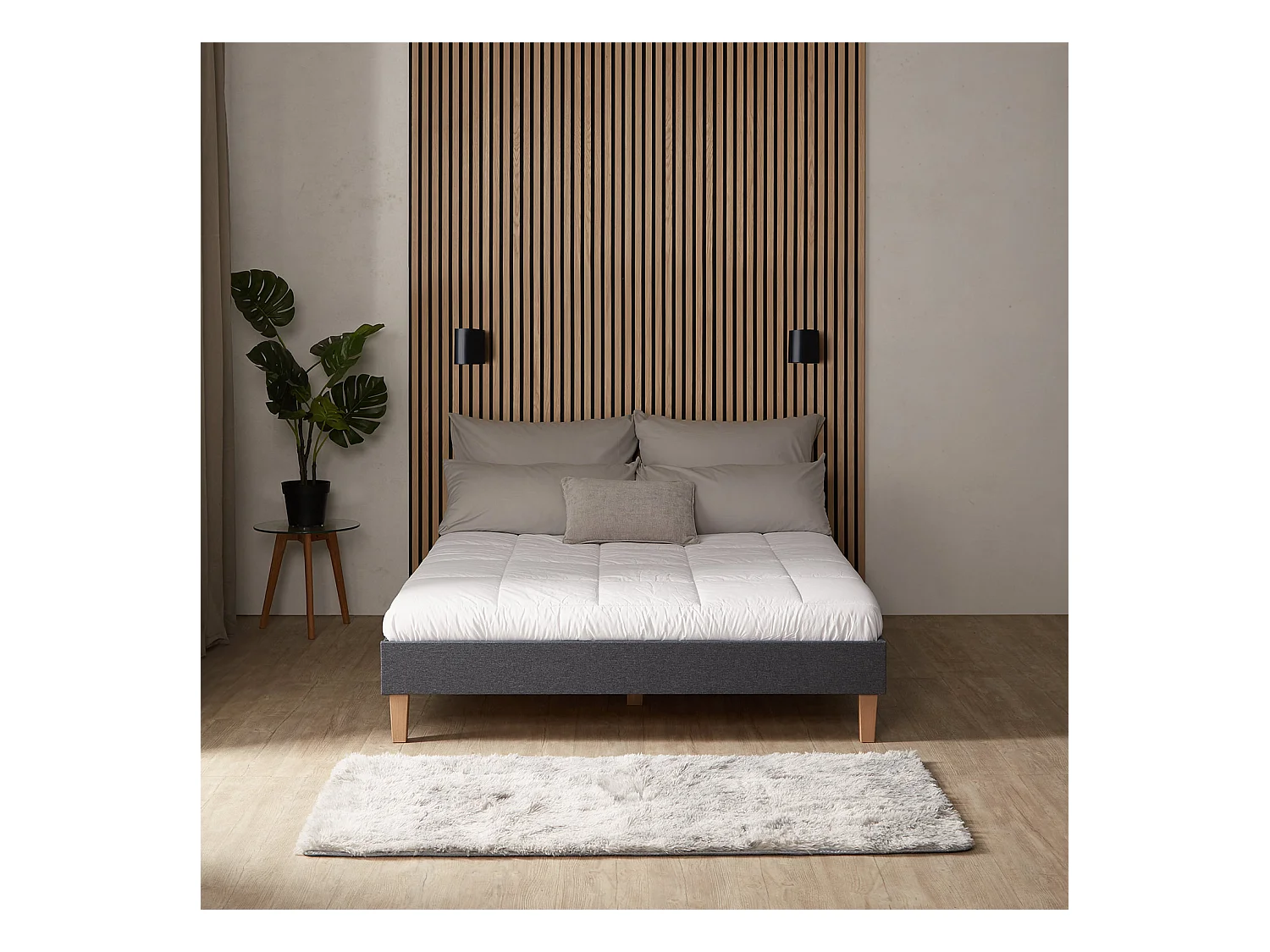 Polsterbett 140x200 cm grau