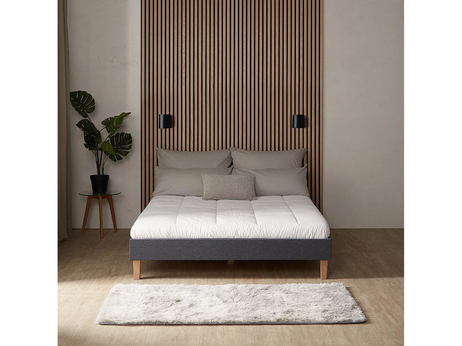 Gestoffeerd bed 140x200 cm grijs