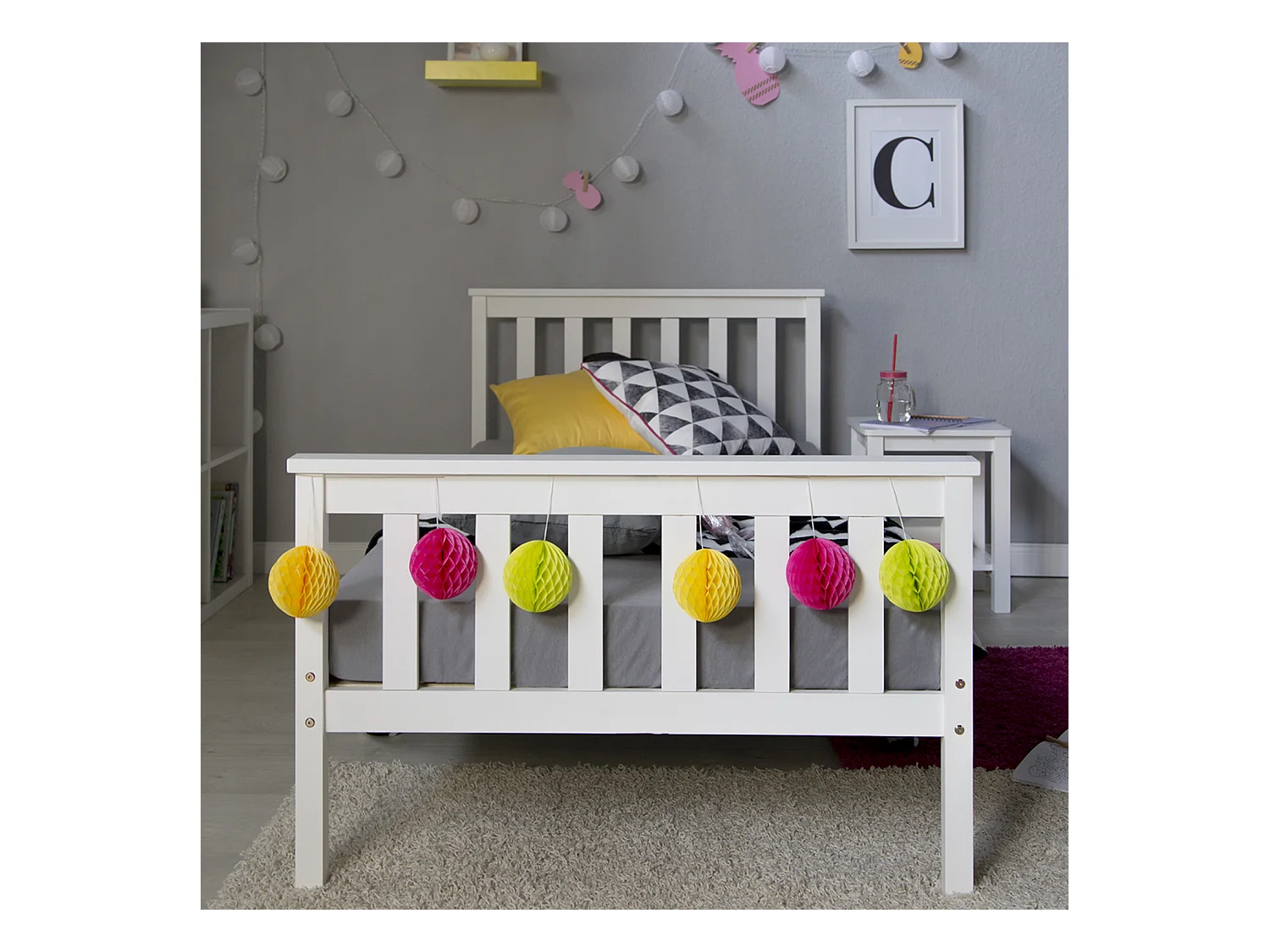 Einzelbett 98x206x82 cm weiß, Massivholz Kiefer Rahmen, Shaker-Stil Tagesbett