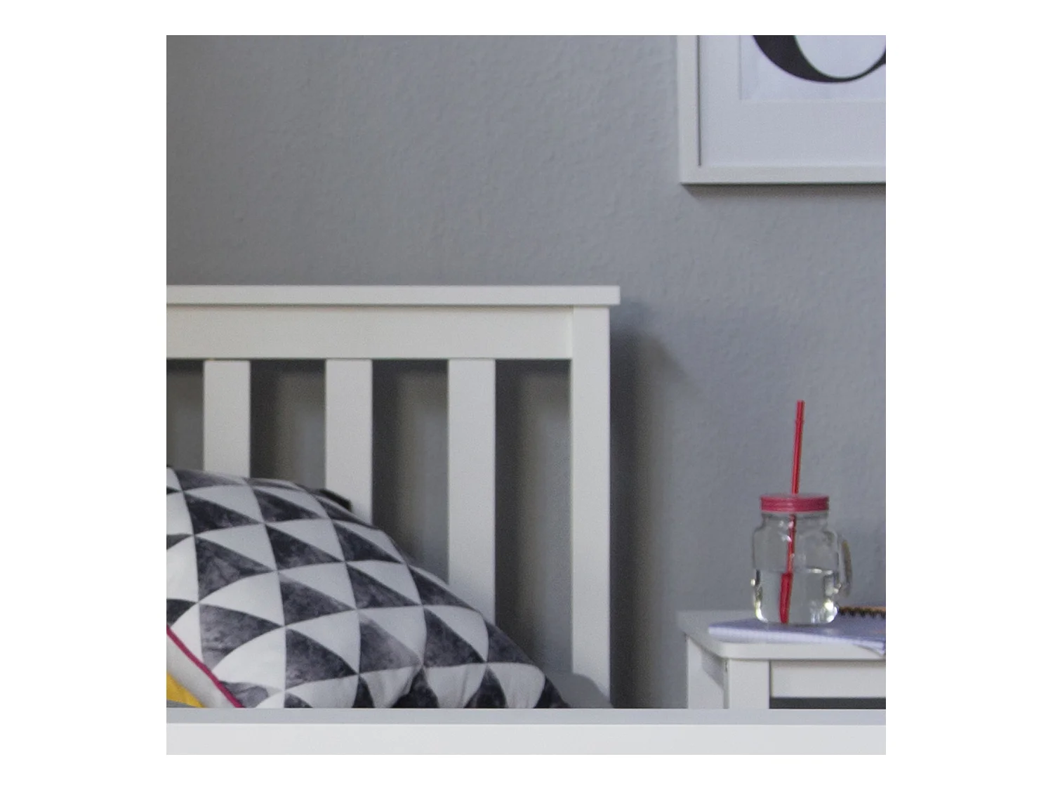 Einzelbett 98x206x82 cm weiß, Massivholz Kiefer Rahmen, Shaker-Stil Tagesbett