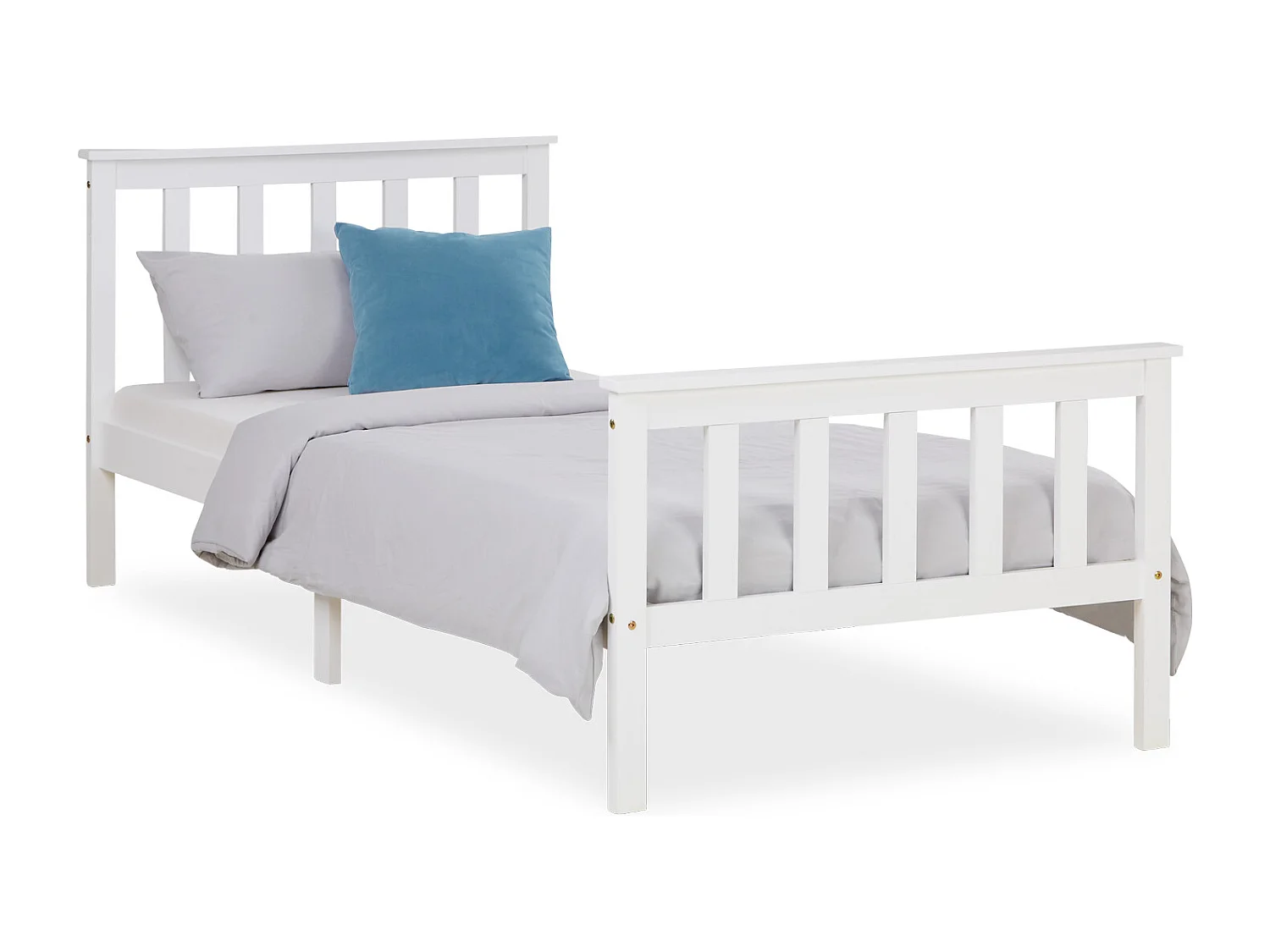 Łóżko pojedyncze 98x206x82 cm, biały, sosnowa rama drewniana, styl shaker, łóżko dzienne