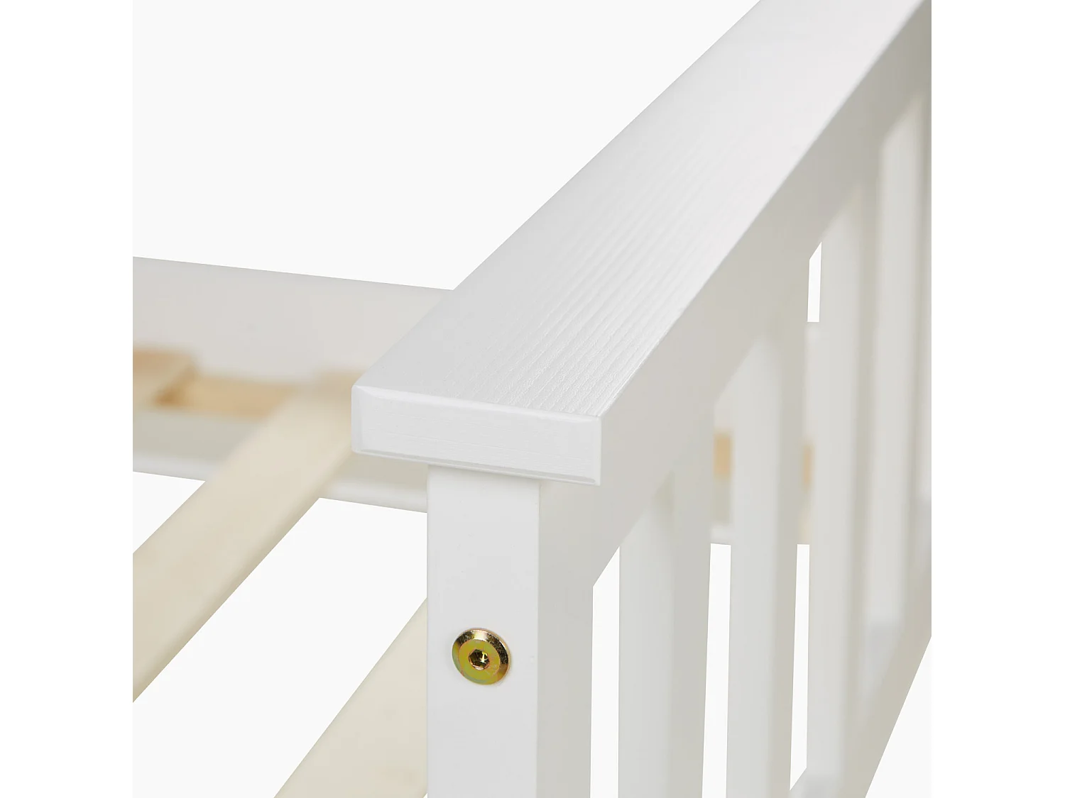 Łóżko pojedyncze 98x206x82 cm, biały, sosnowa rama drewniana, styl shaker, łóżko dzienne