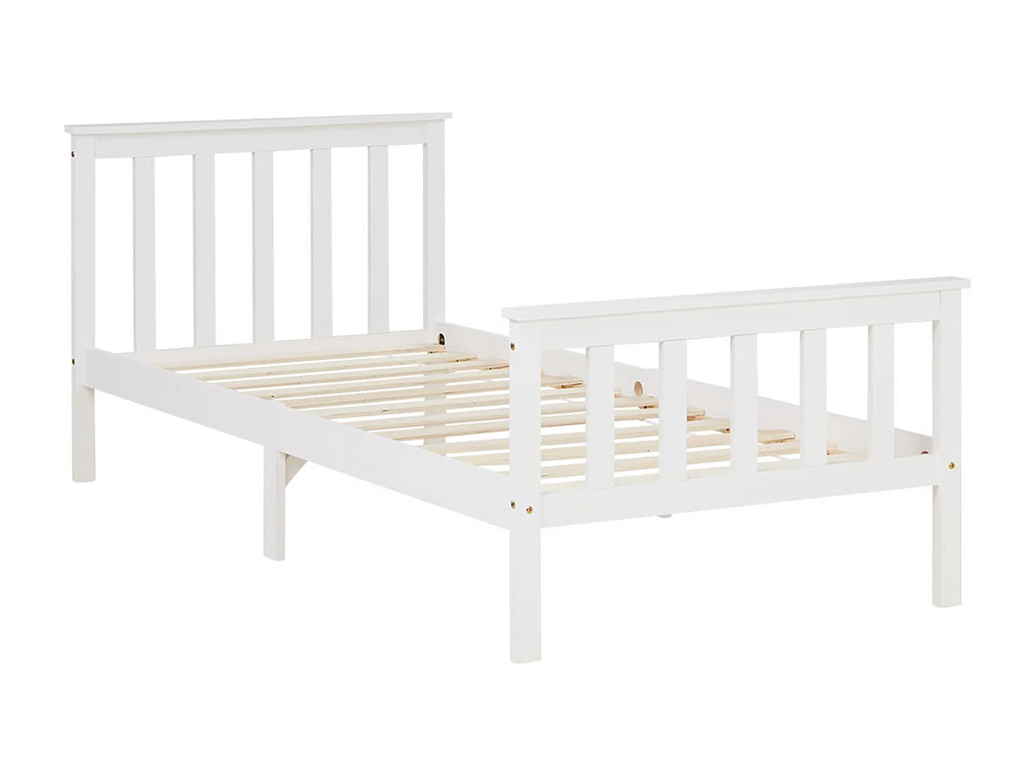 Łóżko pojedyncze 98x206x82 cm, biały, sosnowa rama drewniana, styl shaker, łóżko dzienne