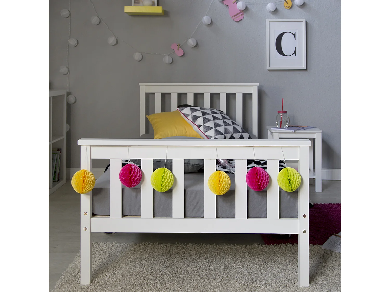 Eenpersoonsbed 98x206x82 cm wit massief dennenhout frame shaker stijl dagbed