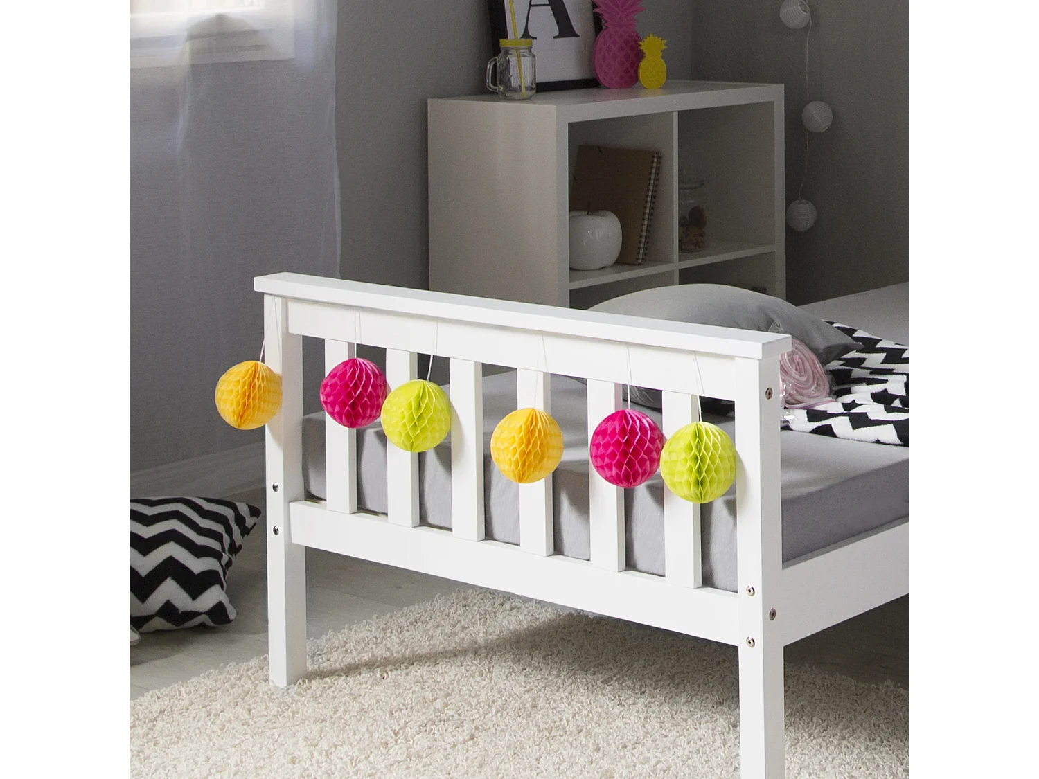 Eenpersoonsbed 98x206x82 cm wit massief dennenhout frame shaker stijl dagbed