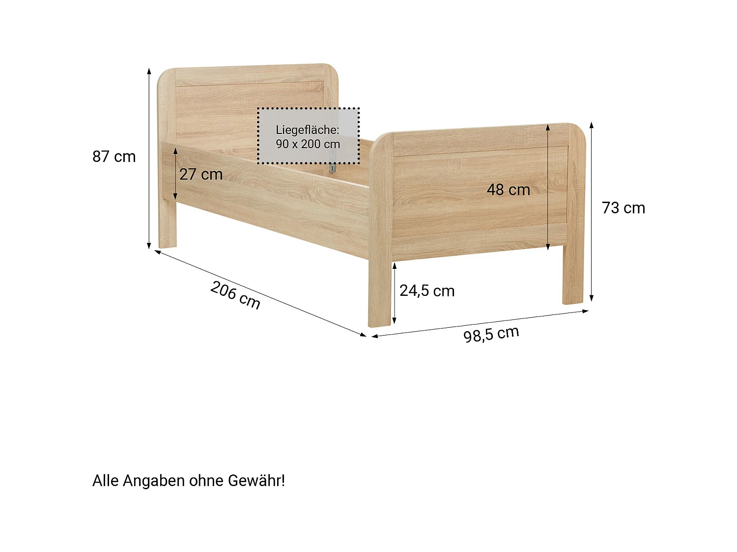 Łóżko 90x200 cm, dębowe, łóżko Comfort