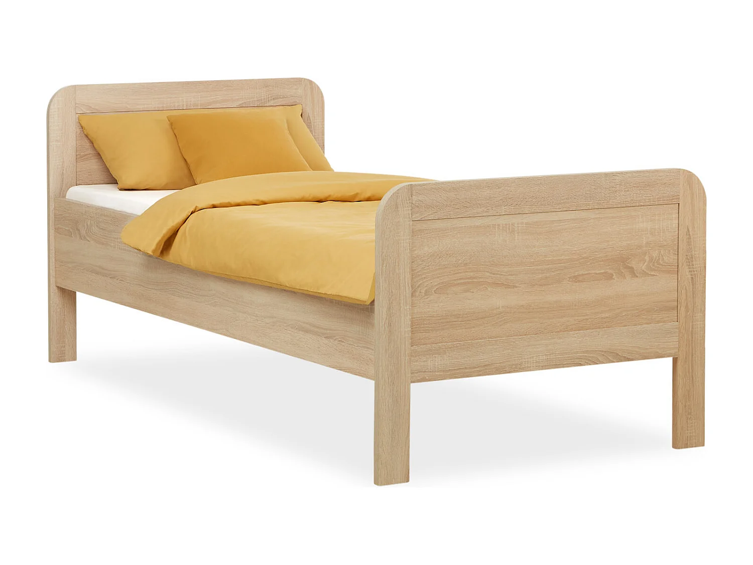 Letto 90x200 cm, Letto Comfort in Rovere