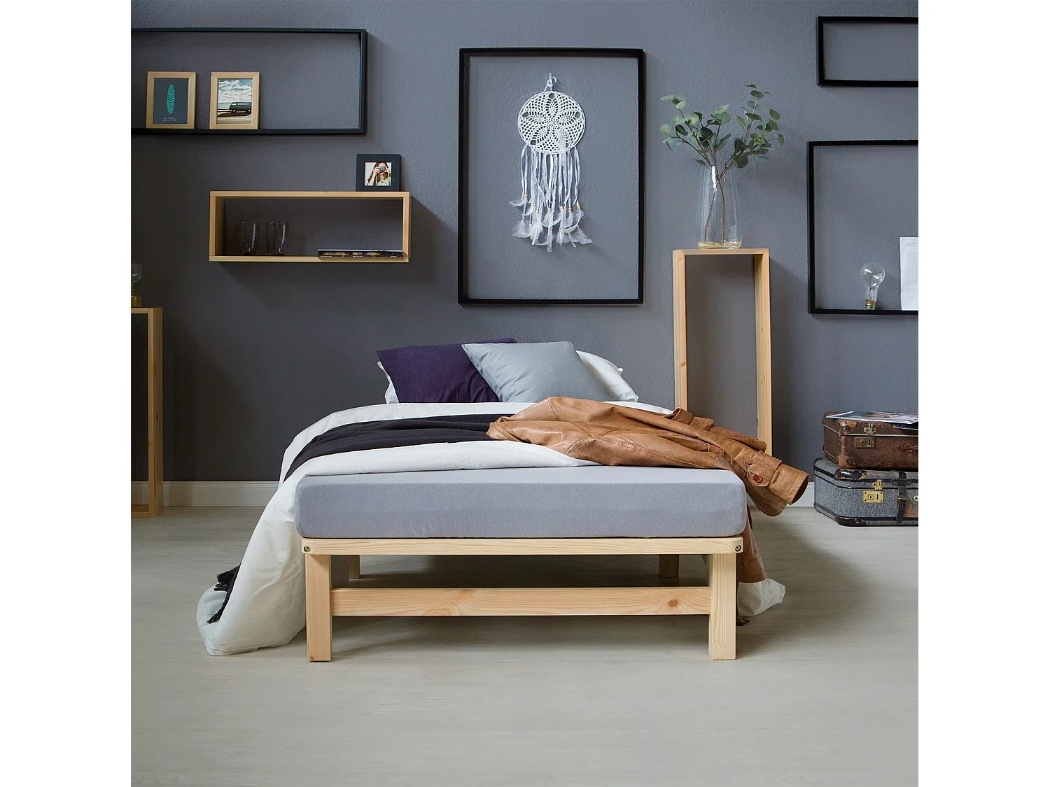 Rama łóżka 90x200 cm Naturalna