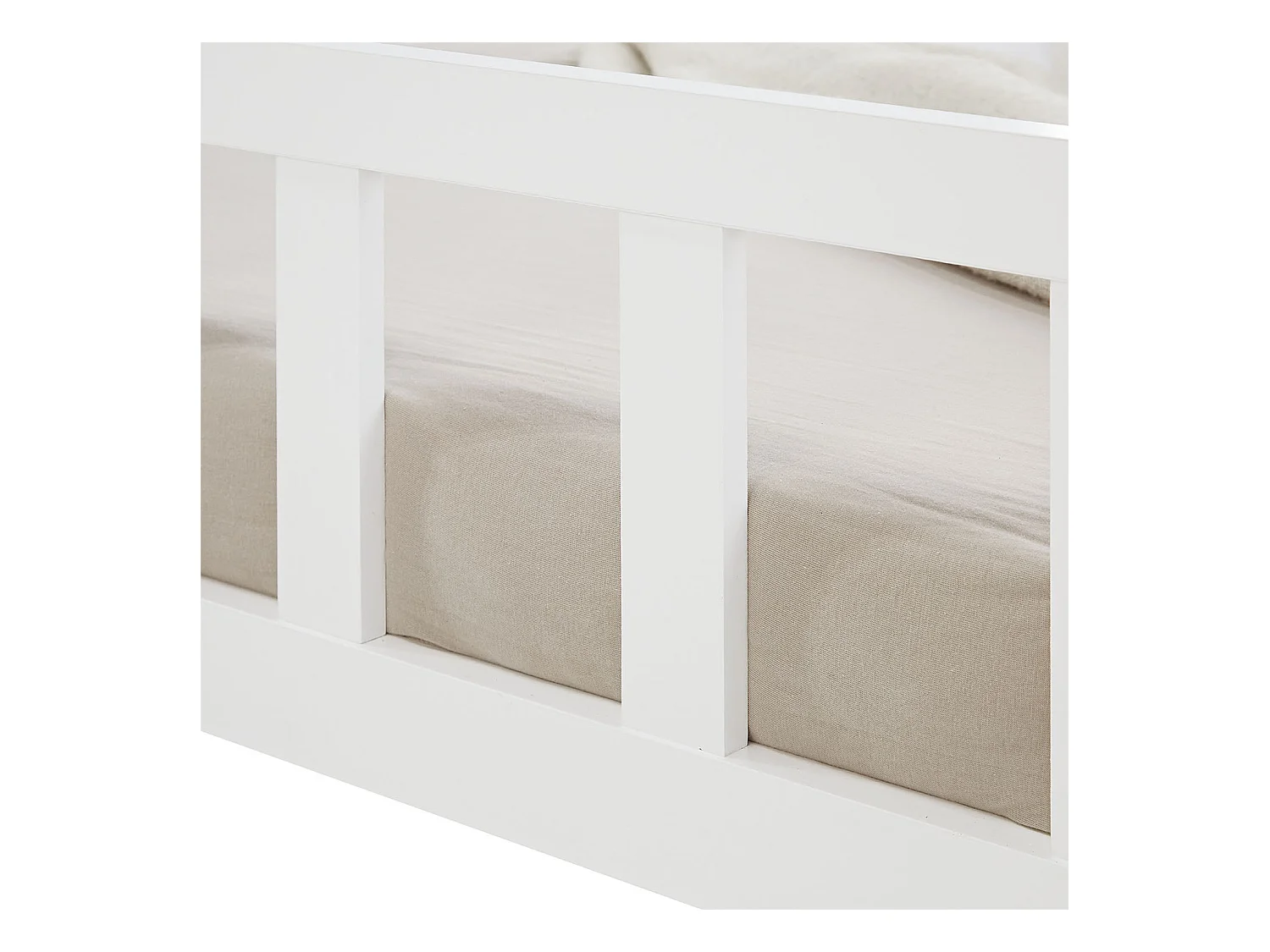 Kinderbodenbett 90x200 cm weiß Montessori-Bett mit Schutzgittern