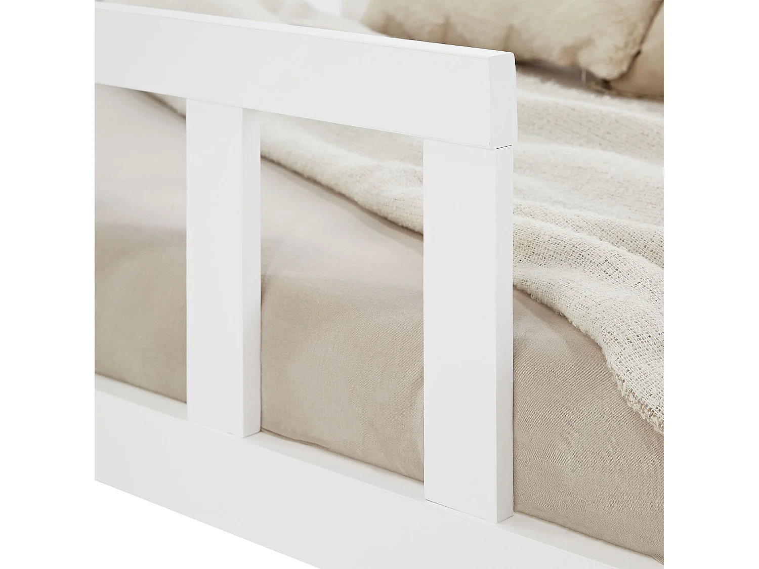 Kinderbodenbett 90x200 cm weiß Montessori-Bett mit Schutzgittern