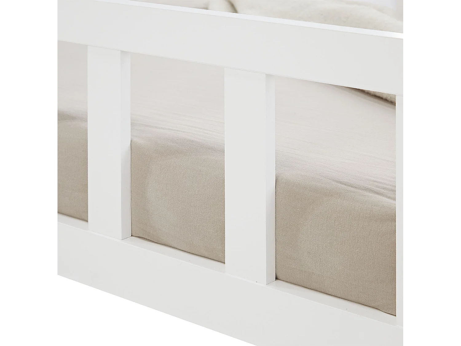 Kinderbodenbett 90x200 cm weiß Montessori-Bett mit Schutzgittern