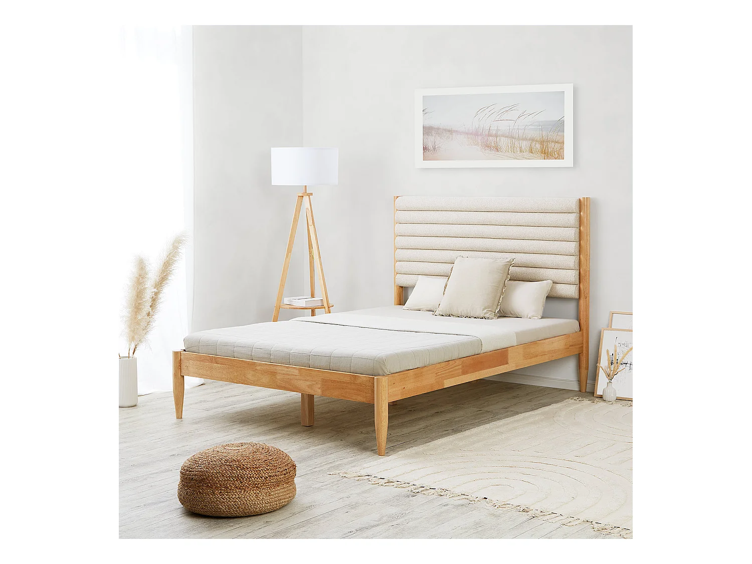 Petit lit double 140x200 cm beige