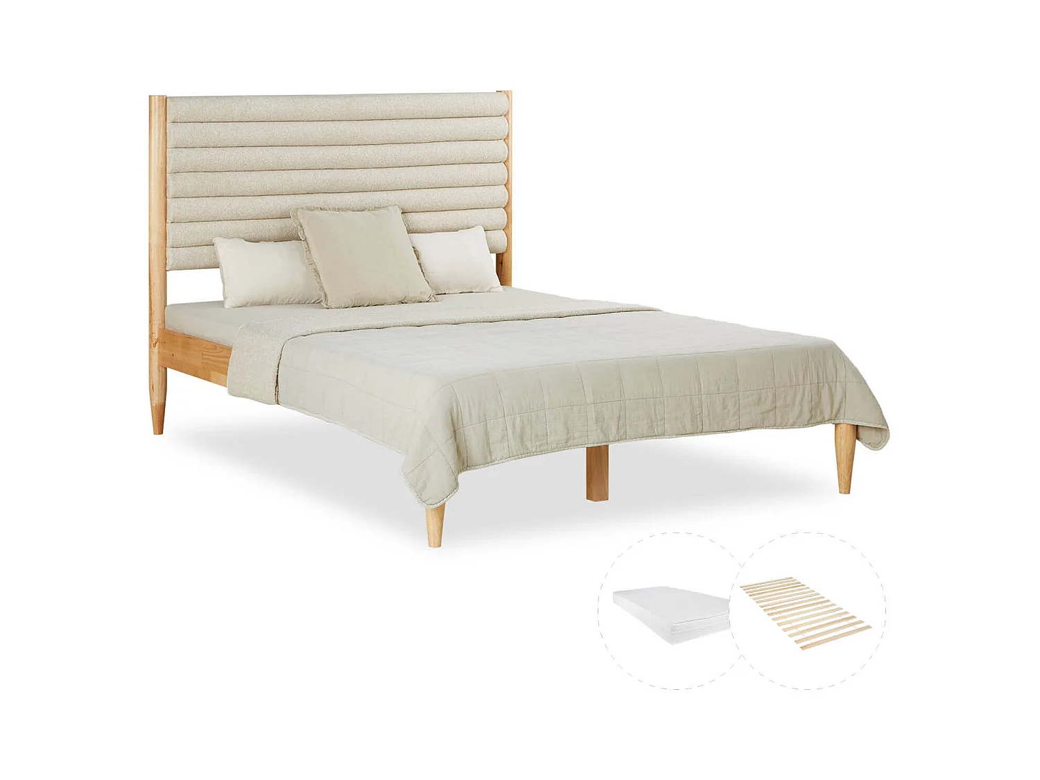 Petit lit double 140x200 cm beige