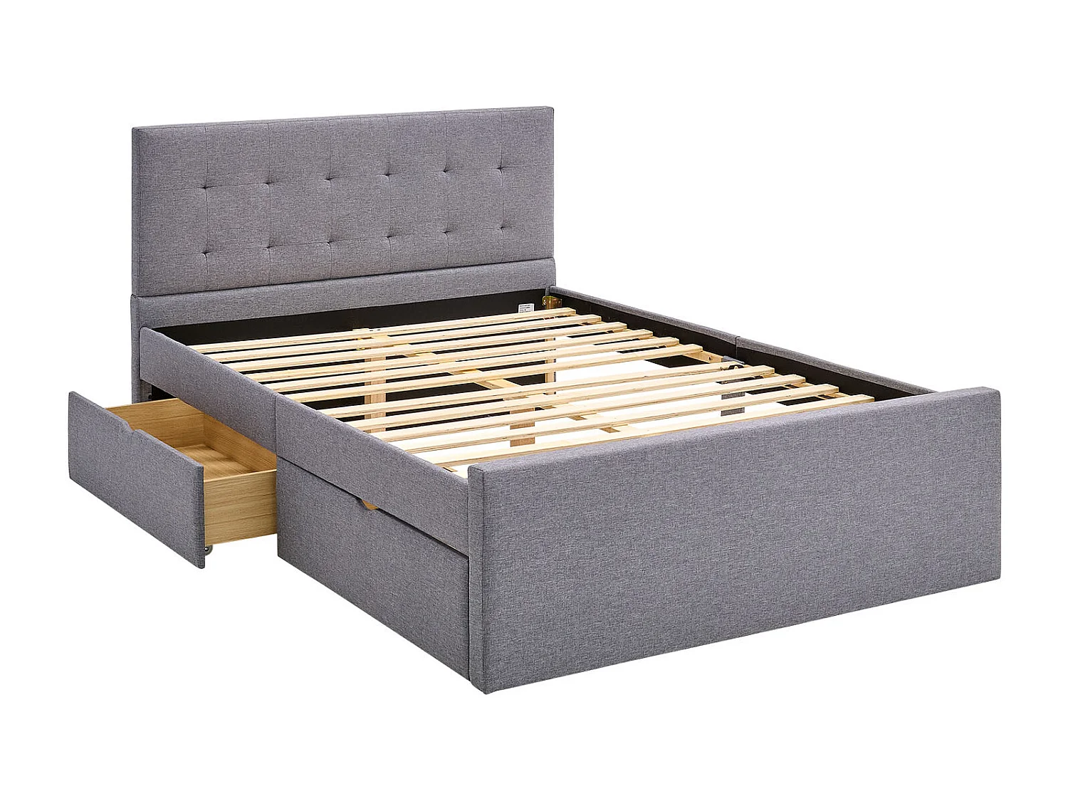 Lit rembourré 140x200 cm gris