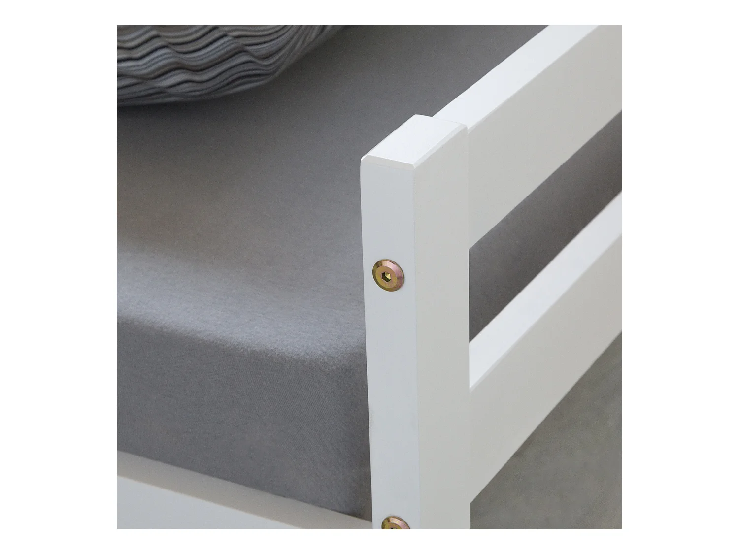 Einzelbett 90x200 cm, weiß, Massivholz Kiefer Rahmenbett