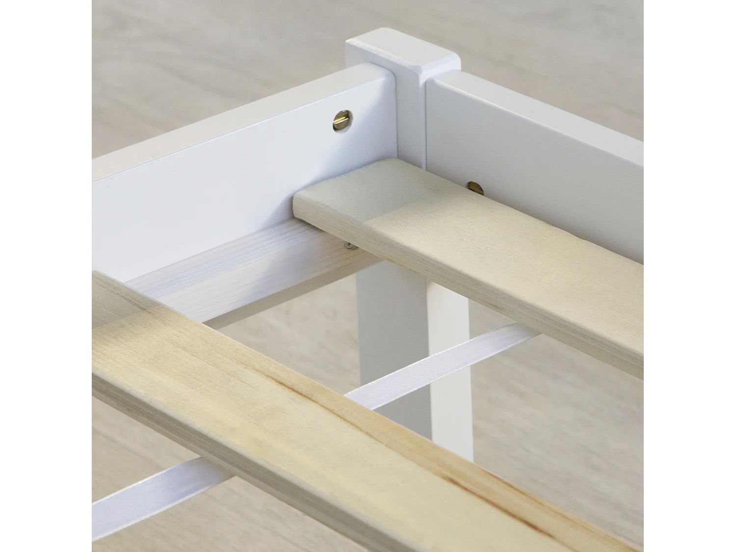 Eenpersoonsbed 90x200 cm wit massief dennenhouten frame bed