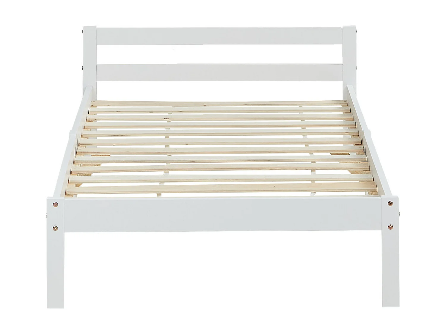 Eenpersoonsbed 90x200 cm wit massief dennenhouten frame bed