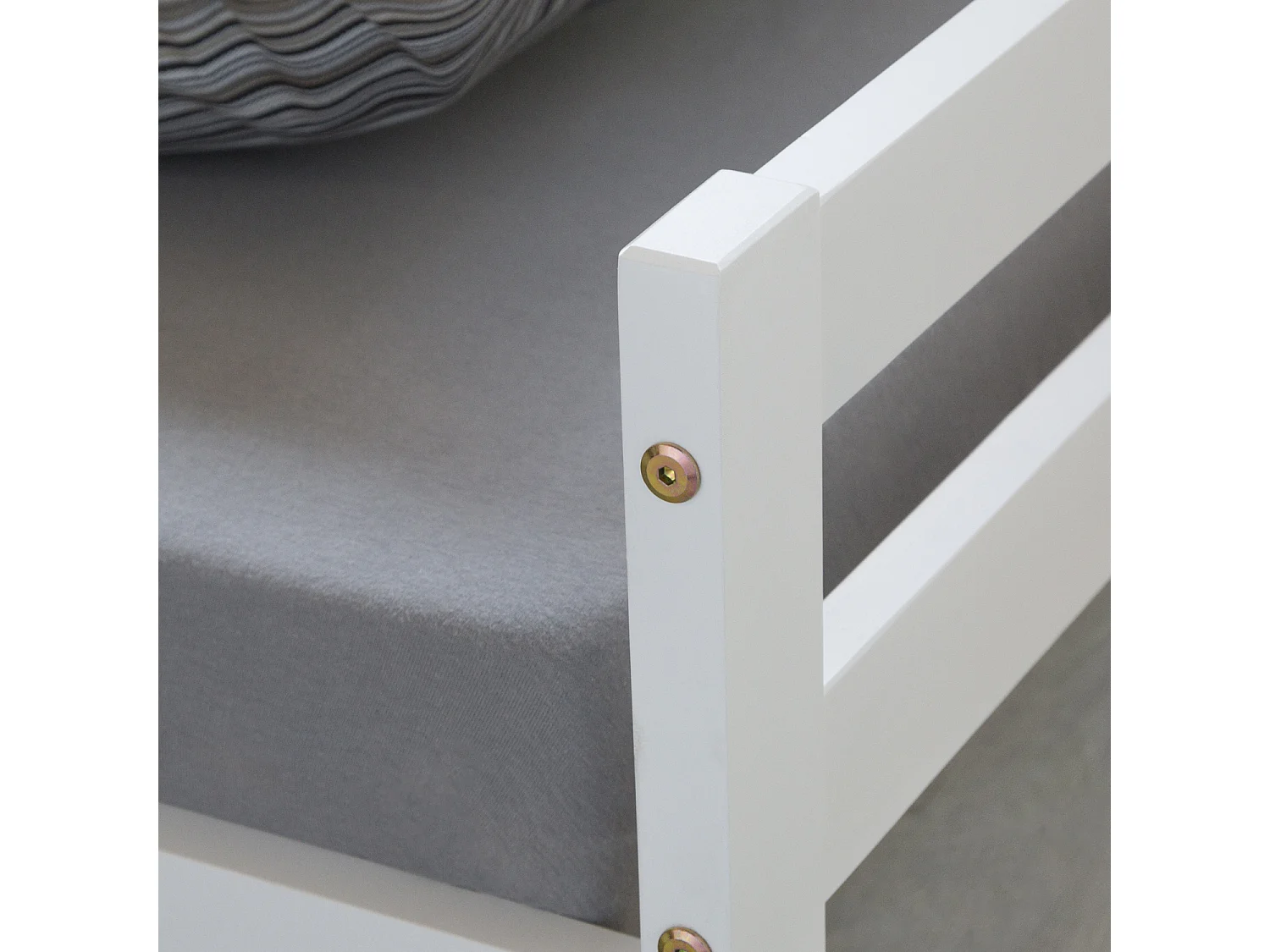 Eenpersoonsbed 90x200 cm wit massief dennenhouten frame bed