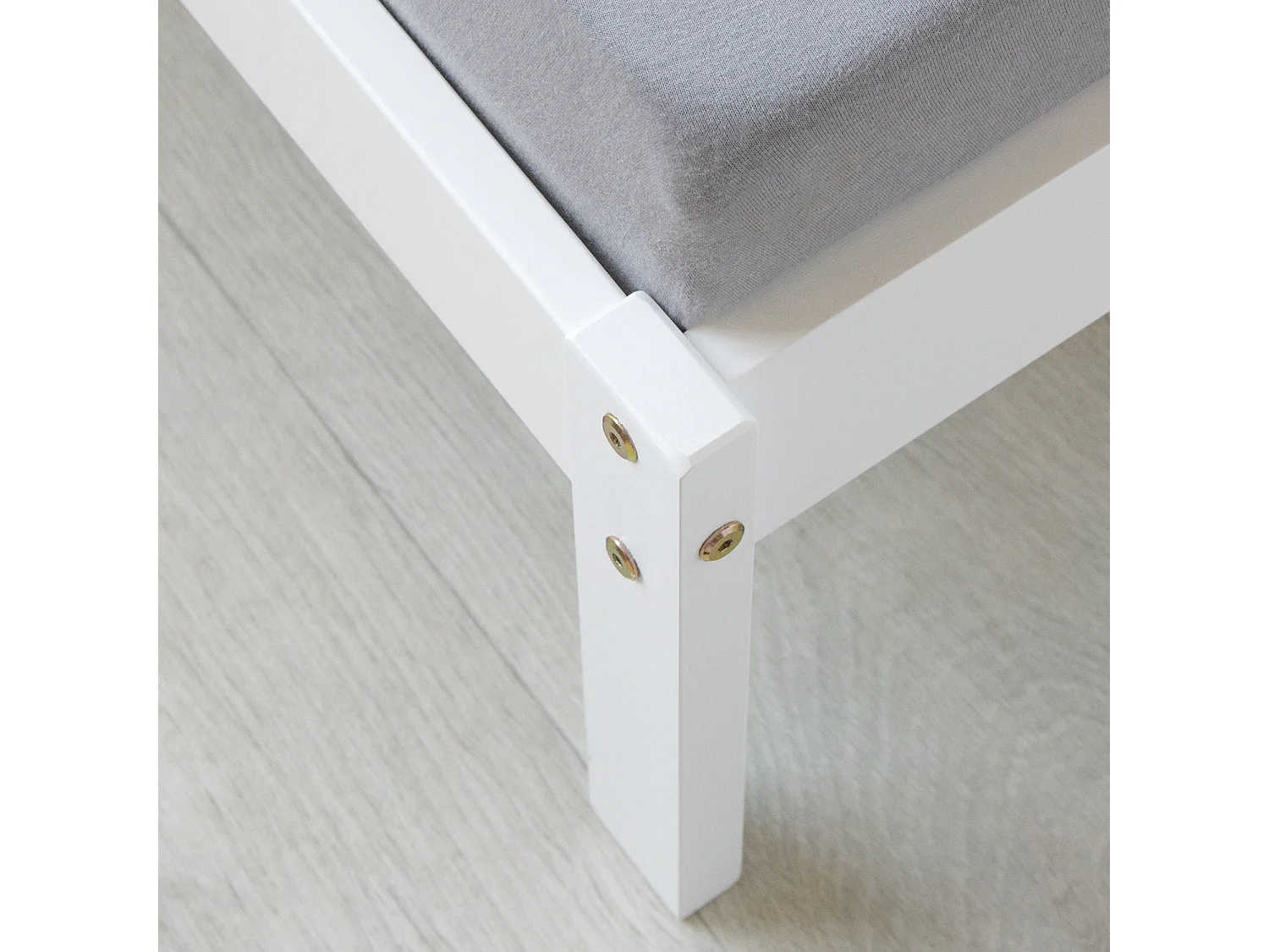 Eenpersoonsbed 90x200 cm wit massief dennenhouten frame bed