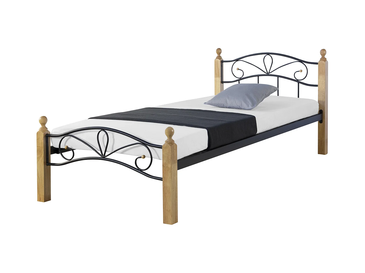 Letto 90x200x12 cm legno naturale nero
