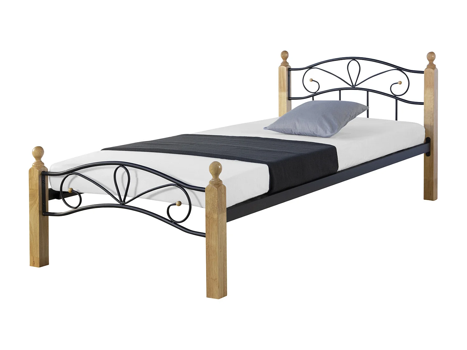 Bed 90x200x12 cm Zwart natuurlijk hout