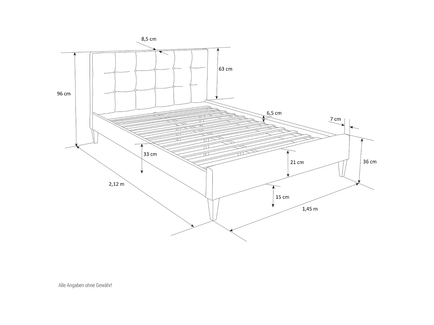 Polsterbettgestell 180x200 cm grau