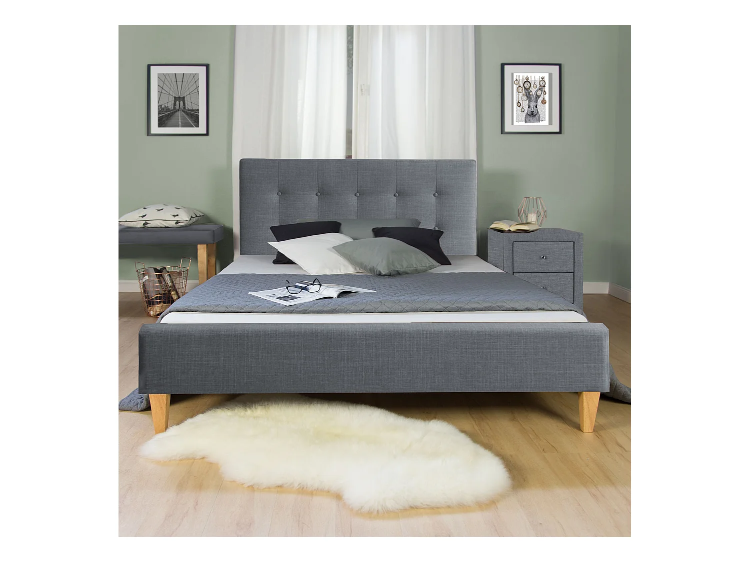 Polsterbettgestell 180x200 cm grau