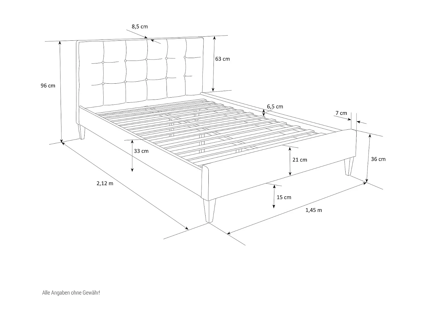 Struttura letto imbottita 180x200 cm grigio