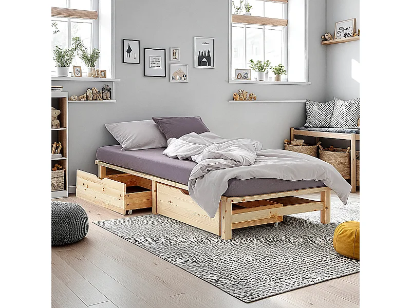 Bett 90x200 cm Natur