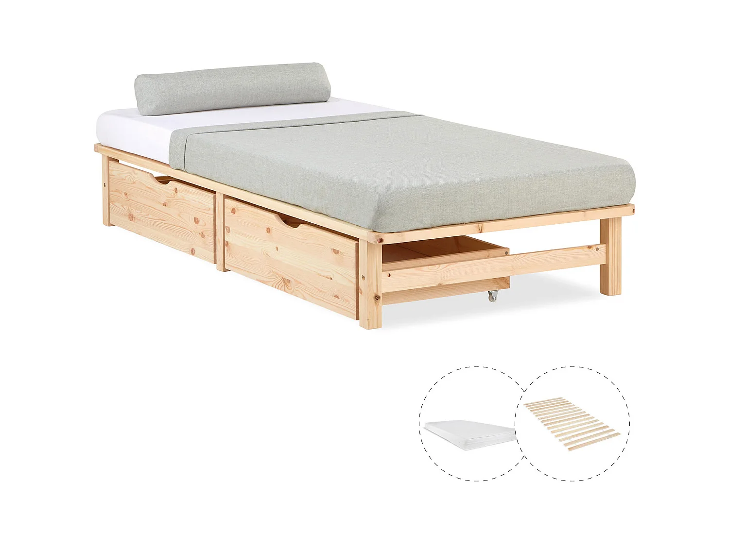 Bett 90x200 cm Natur