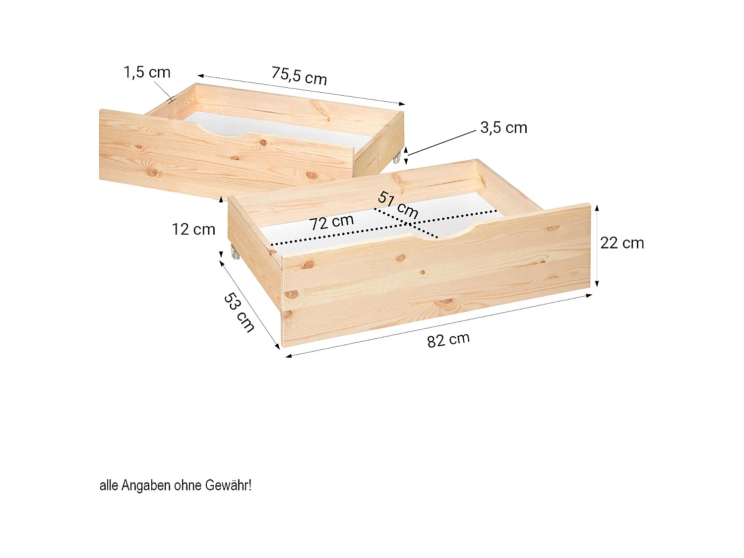 Bett 90x200 cm Natur
