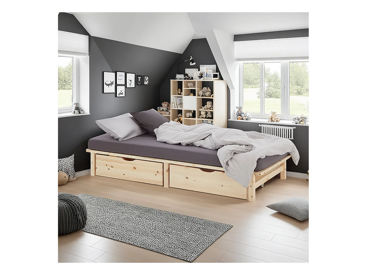 Bett 90x200 cm Natur