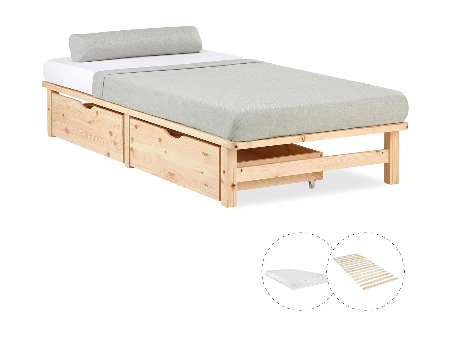 Lit 90x200 cm Naturel