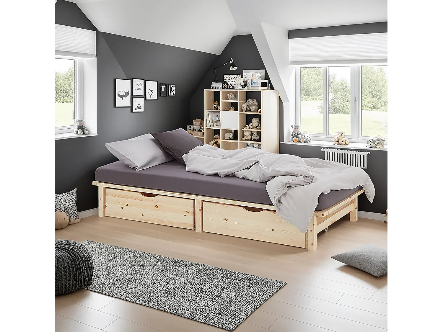 Lit 90x200 cm Naturel