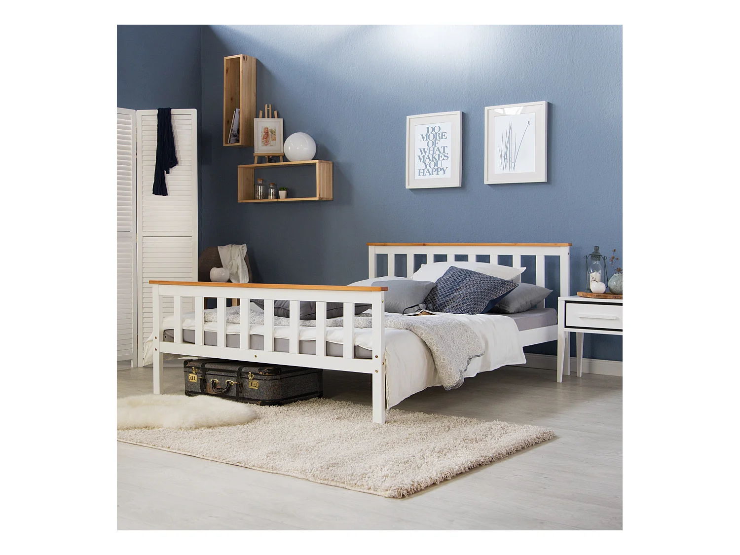 Łóżko podwójne 140x200 cm Biało-brązowe