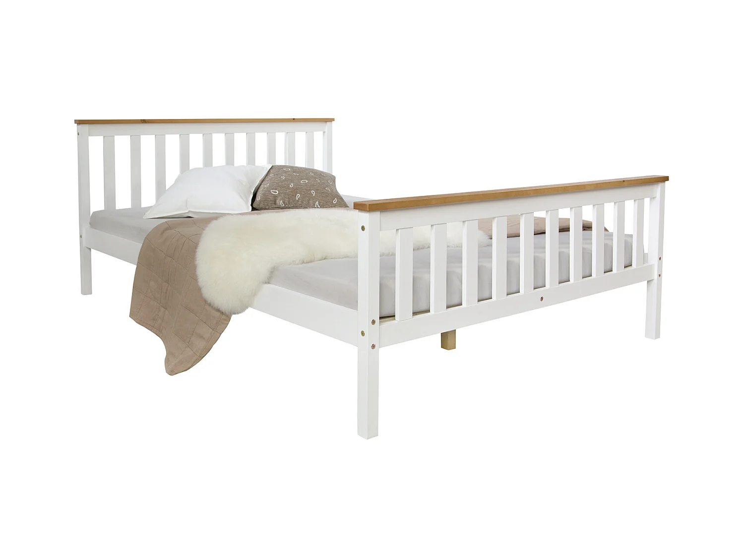 Łóżko podwójne 140x200 cm Biało-brązowe