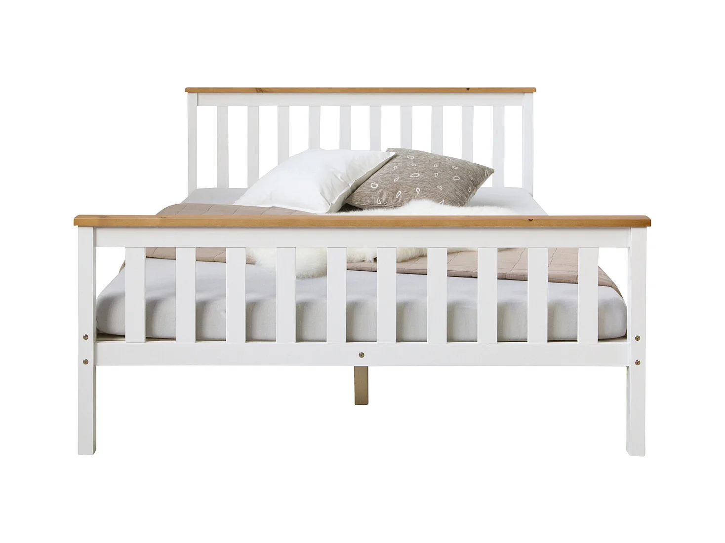 Łóżko podwójne 140x200 cm Biało-brązowe