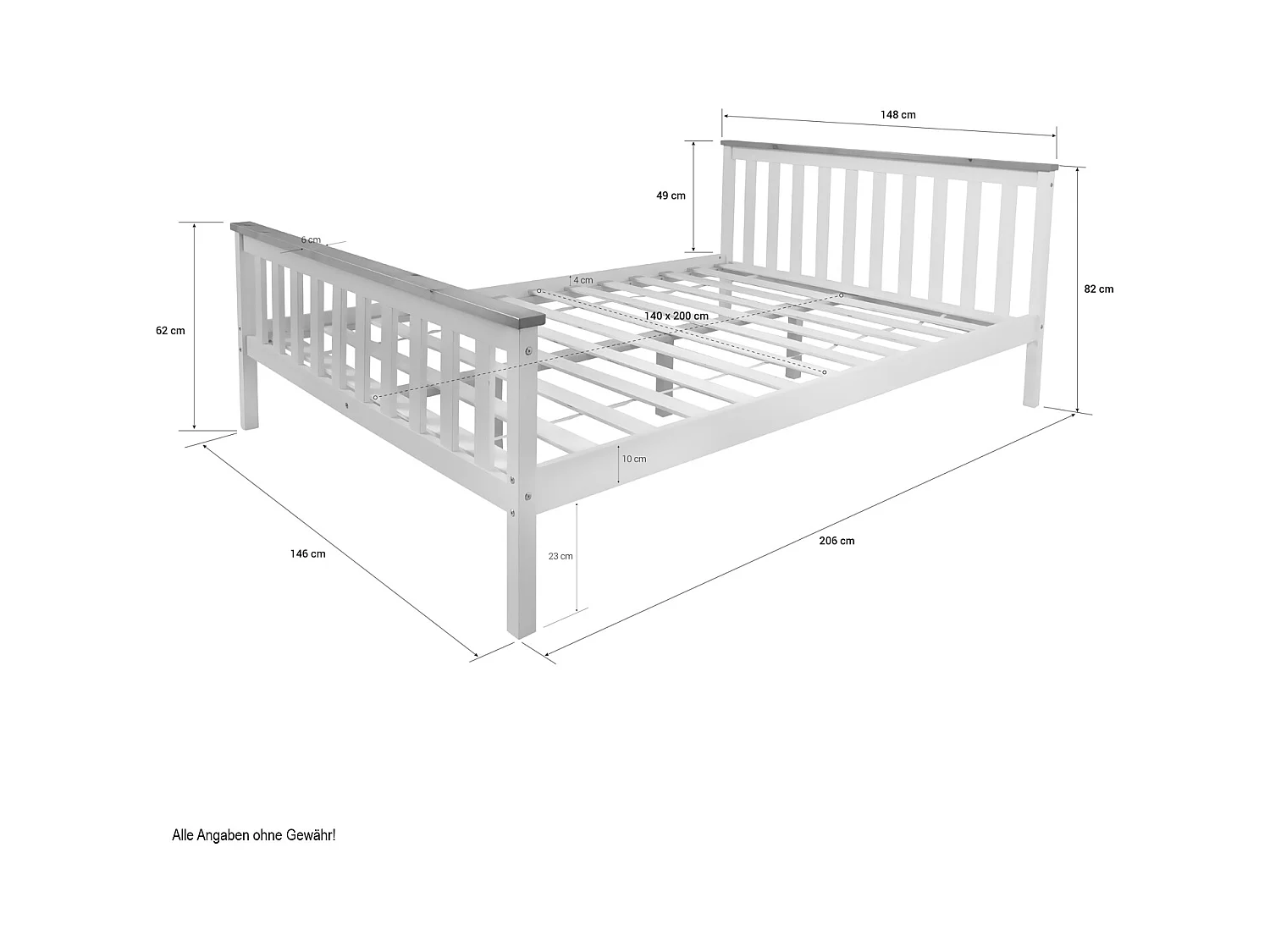 Łóżko podwójne 140x200 cm Biało-brązowe