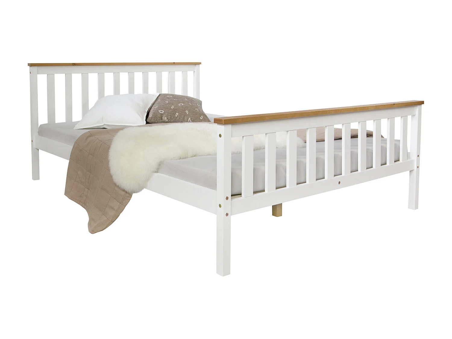 Łóżko podwójne 140x200 cm Biało-brązowe