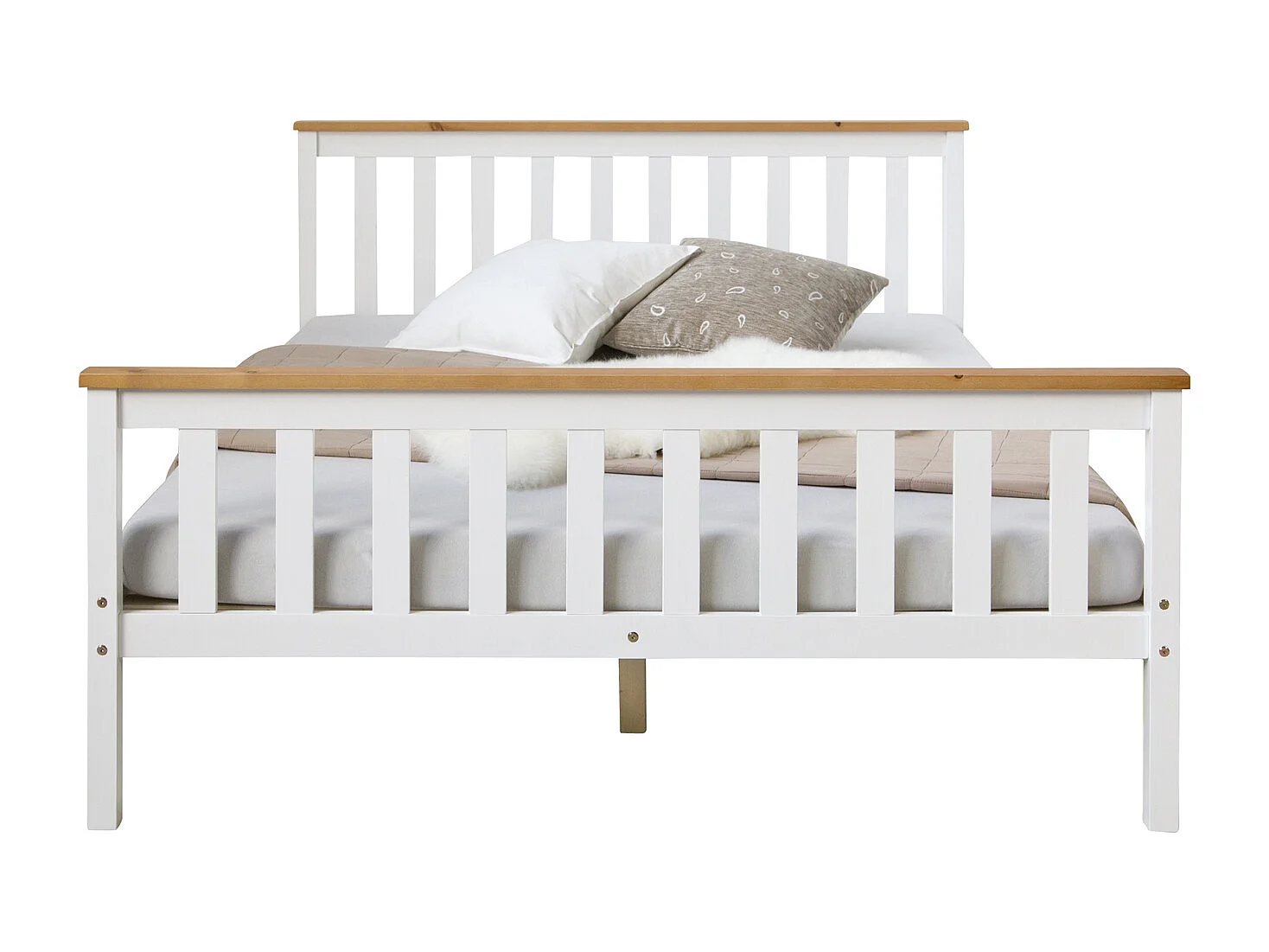 Łóżko podwójne 140x200 cm Biało-brązowe