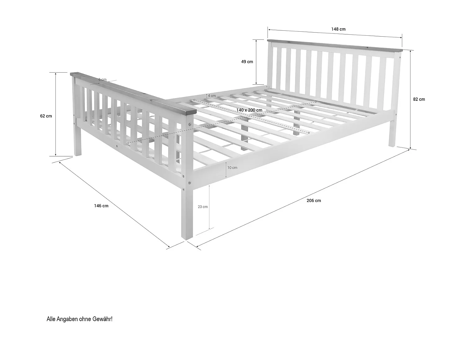 Łóżko podwójne 140x200 cm Biało-brązowe