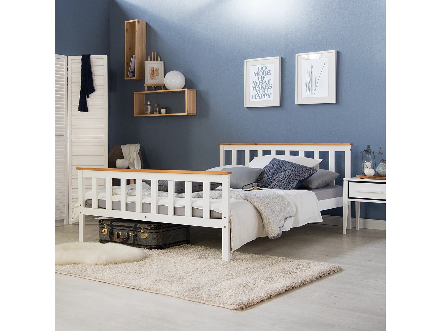 Tweepersoonsbed 140x200 cm Wit bruin