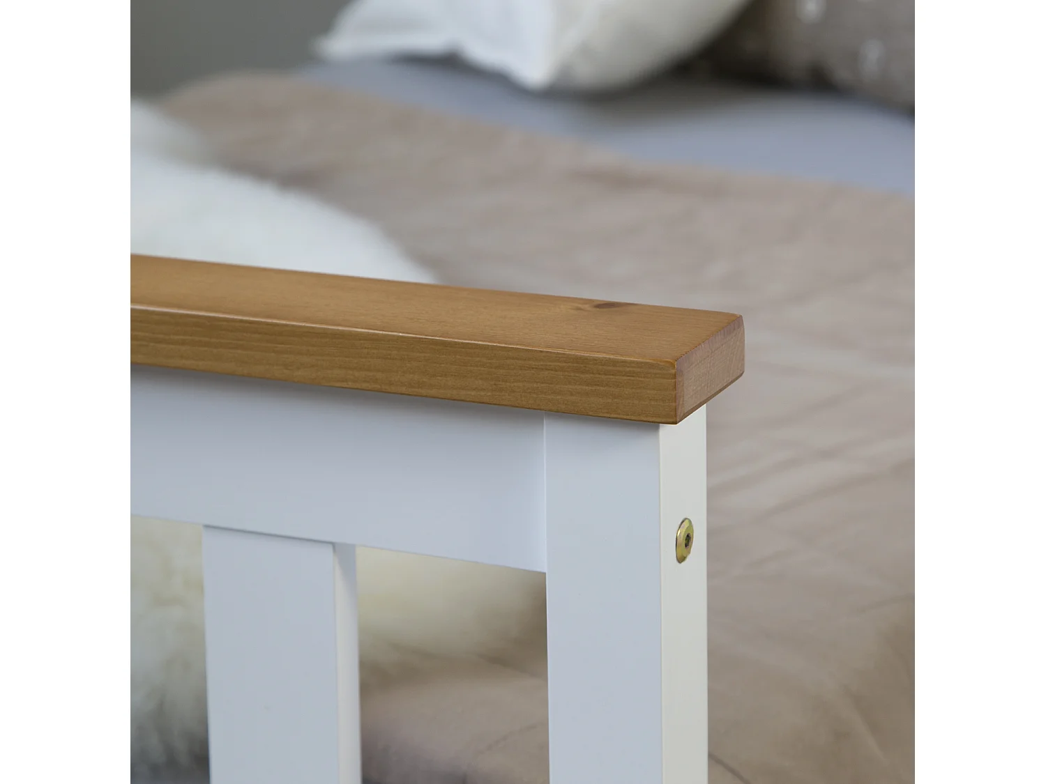 Tweepersoonsbed 140x200 cm Wit bruin