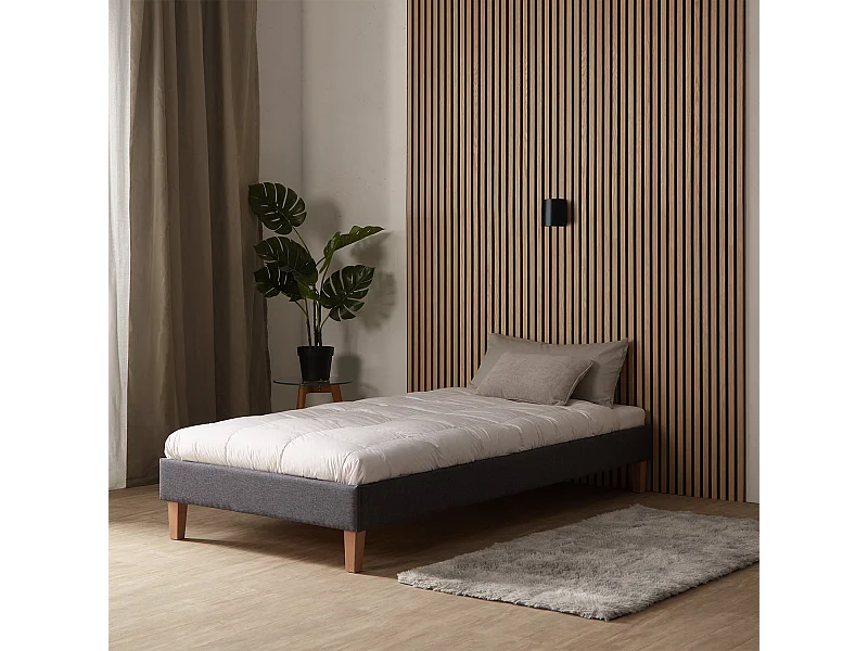 Bedframe 90x200 cm grijs Gestoffeerd