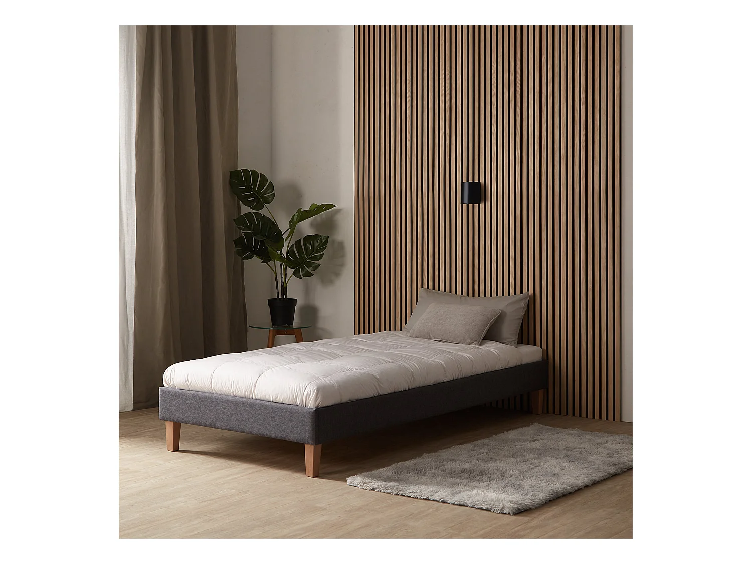 Bettgestell 90x200 cm grau Gepolstert