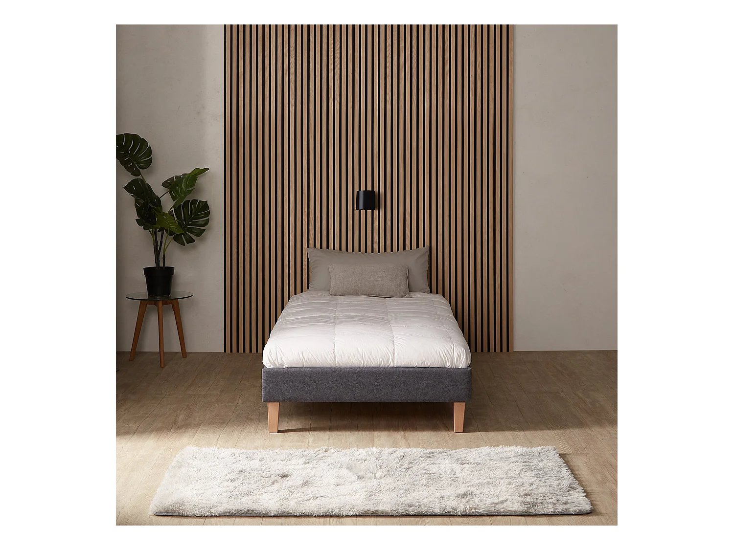 Bettgestell 90x200 cm grau Gepolstert